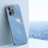 XINLI rechte 6D plating gouden rand TPU schokbestendig hoesje voor iPhone 12 Pro Max (hemelsblauw)
