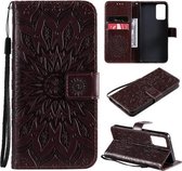 Voor OPPO Reno6 5G Zon Embossing Patroon Horizontale Flip Leather Case met Kaartsleuf & Houder & Portemonnee & Lanyard (Bruin)