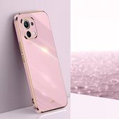 Voor Geschikt voor Xiaomi Mi 11 Lite XINLI Rechte 6D Plating Gold Edge TPU Schokbestendige Case (Cherry Purple)