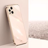 Voor OPPO Find X3 Pro XINLI Straight 6D Plating Gold Edge TPU Shockproof Case (roze)