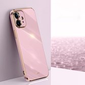 XINLI rechte 6D plating gouden rand TPU schokbestendige hoes voor iPhone 12 (kersenpaars)