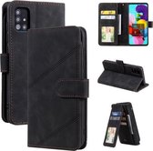 Voor Samsung Galaxy A51 Skin Feel Business Horizontale Flip PU Lederen Case met Houder & Multi-Card Slots & Portemonnee & Lanyard & Fotolijst (Zwart)