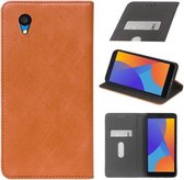 Voor Alcatel 1 2021 Doek Textuur Retro Horizontale Flip PU Lederen Schokbestendige Case met Houder & Kaartsleuf (Bruin)