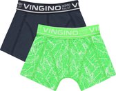 Vingino jongens ondergoed 2-pack boxers Leafs Neon Green - Maat 98/104