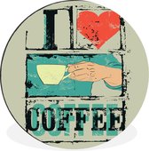 I love coffee cercle mural en aluminium vintage - ⌀ 60 cm - peinture ronde - impression photo sur aluminium / dibond / cercle mural / cercle vivant / cercle de jardin (décoration murale)