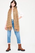 LOLALIZA Sjaal met metallic luipaard print - Camel - Maat One size