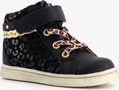 TwoDay hoge meisjes sneakers met luipaardprint - Zwart - Maat 21 - Echt leer - Uitneembare zool