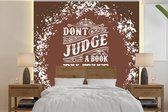 Behang - Fotobehang Vintage - Design - Tekst - Breedte 280 cm x hoogte 280 cm