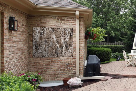 Affiche de jardin - Toile jardin - Posters de jardin extérieur - Imprimé animalier - Serpent - Écailles - Marron - 120x90 cm - Jardin