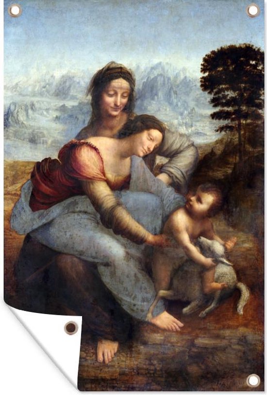 Tuindecoratie The virgin and the child with Saint Anne - Leonardo Da Vinci - 40x60 cm - Tuinposter - Tuindoek - Buitenposter