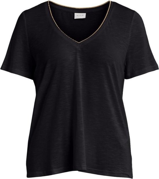 VILA VINOEL O-NECK - Tricou basic - gold flame/maroniu deschis