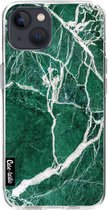 Casetastic Apple iPhone 13 Hoesje - Softcover Hoesje met Design - Dark Green Marble Print