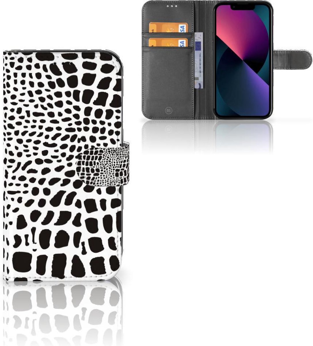 Apple iPhone 13 Telefoonhoesje met Pasjes Slangenprint