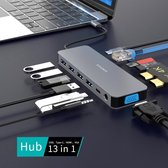 Sounix®  - 13 in 1 USB-C Hub Adapter - Dual 4K UHD HDMI - VGA - 4* USB 3.0