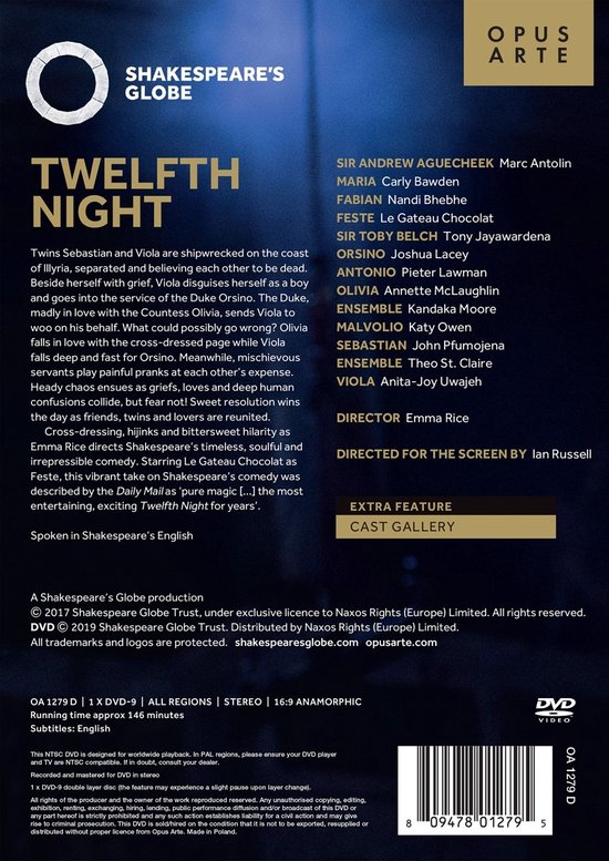 Shakespeares Globe Emma Rice Twelfth Night (DVD), Shakespeares Globe