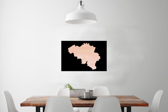 Poster Carte - België - Rose - 90x60 cm