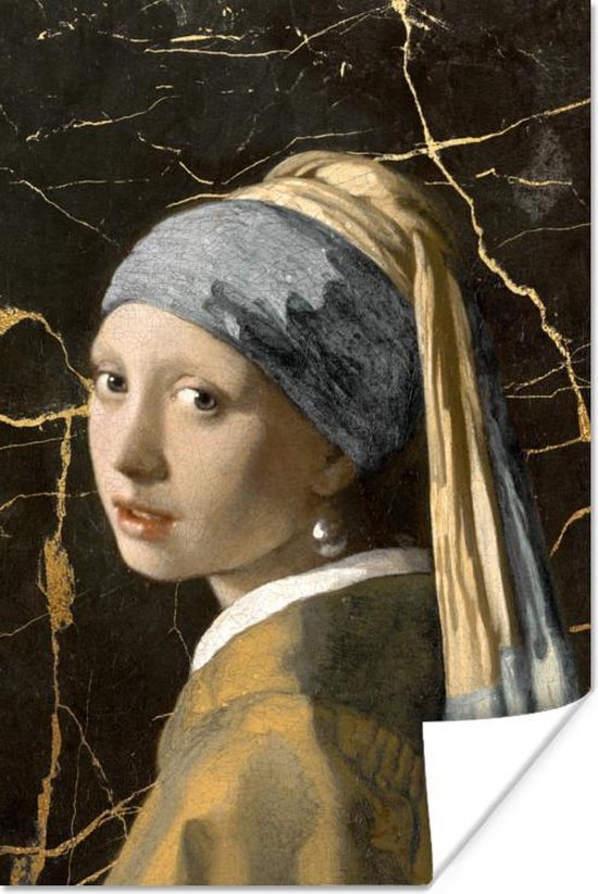 Poster Meisje met de parel - Johannes Vermeer - Goud - 40x60 cm