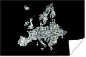 Poster Kaart - Europa - Geld - 30x20 cm