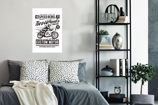 Affiche Moto - Homme - Vintage - Dessin - 40x60 cm