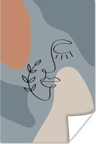 Poster Pastel - Blauw - Gezicht - 20x30 cm