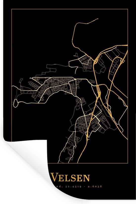 Stickers Stickers muraux - Carte - Velsen - Luxe - Or - Zwart - 20x30 cm - Feuille adhésive