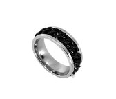 RVS - zwart - stress - ringen - maat 20 zilver ketting schakel in het midden die je mee kan draaien ( ook wel stress ring genoemd)