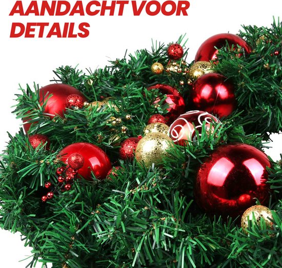 Kerstdecoratie Krans Extra Grote Kerstkransen Voorverlichte Kerstkrans Met Kerstballen & Grote Rode Strik & Kerstbloemdecoratie Voor Buiten Of Binnen ( rood) Deurkrans (Color : 60cm/23.6in
