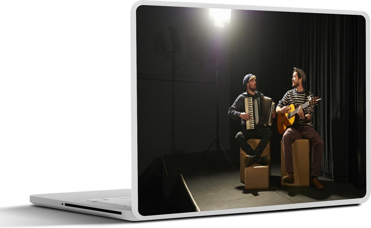 Afbeelding van product SleevesAndCases  Laptop sticker - 10.1 inch - Twee muzikanten spelen samen op een podium