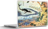 Laptop sticker - 10.1 inch - Een walvis bij Goto - schilderij van Katsushika Hokusai - 25x18cm - Laptopstickers - Laptop skin - Cover