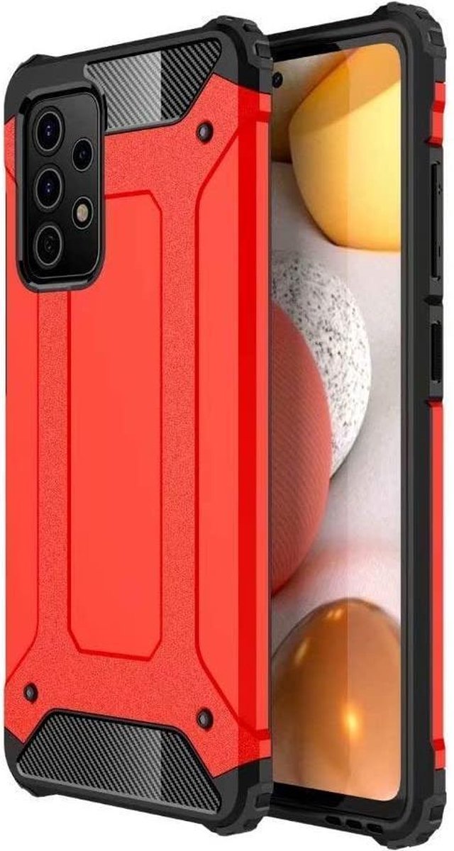 Hoesje Geschikt voor: Samsung Galaxy A52 (4G & 5G) / A52s Armor Hybrid - Rood