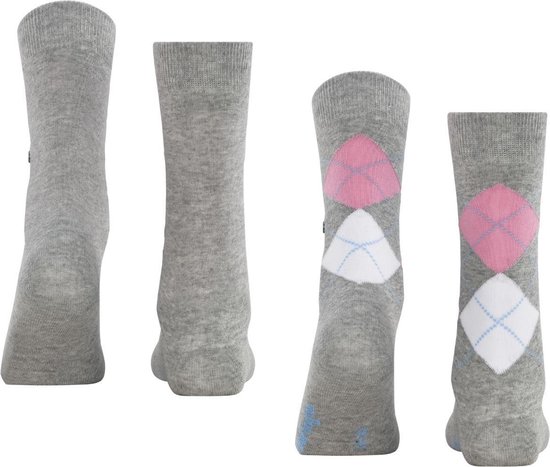 Burlington Everyday 2-Pack gedessineerd katoen multipack sokken dames grijs - maat 36-41