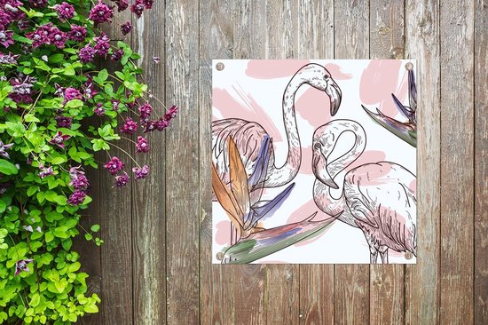Posters de jardin Vogel - Plantes - Flamingo - Motif - 50x50 cm - Toile de jardin - Affiche extérieure