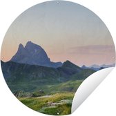 Tuincirkel Frankrijk - Berg - Weide - 120x120 cm - Ronde Tuinposter - Buiten XXL / Groot formaat!