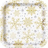 feestborden Holiday Snowflakes 23 cm 8 stuks wit