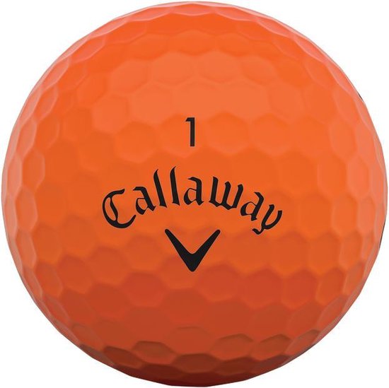 Callaway Supersoft oranje golfbal met nummer 1 en doffe afwerking.