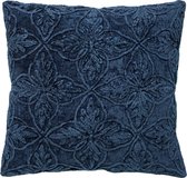 Dutch Decor AMAR - Sierkussen 45x45 cm - 100% katoen - bloemen design - Insignia Blue - donkerblauw - Inclusief binnenkussen