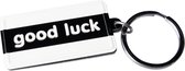 sleutelhanger Good Luck 13,5 x 4,5 cm zwart/wit