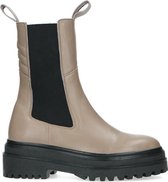 Sacha - Dames - Taupe leren chelsea boots met detail - Maat 39