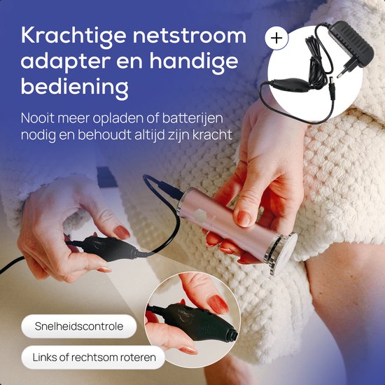 LifeWise® Elektrische Eeltverwijderaar - 60 Vervangbare Schuurpads - Hygiënisch - Netstroom Adapter - Voetvijl - Eeltvijl - Roze