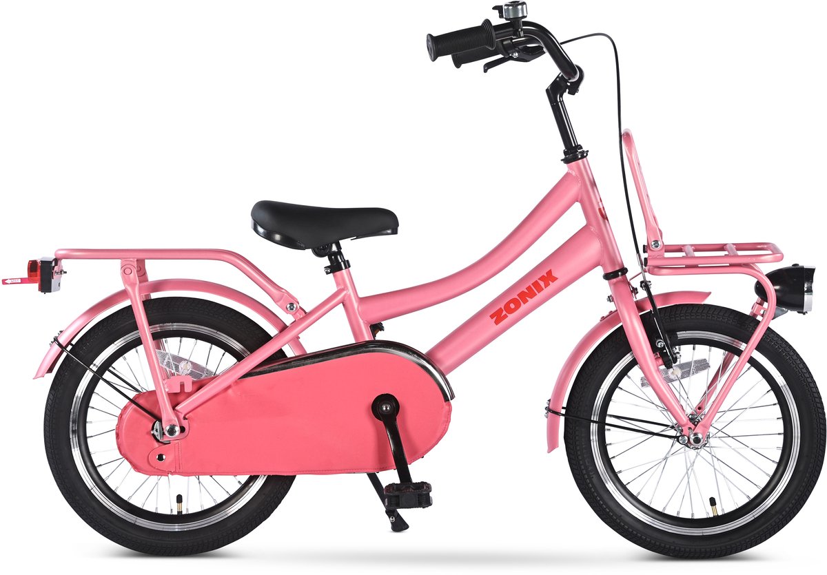 Zonix Meisjesfiets 16 Inch Roze Kinderfiets Transport Voor Meisjes Van 4 Tm 6 Jaar Geschikt Voor Kledingmaat 100-115