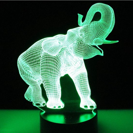 Daity 7 Kleurveranderende nachtlamp 3D-sfeerlamp 3D visuele illusie LED-lamp Geschikt voor kinderspeelgoed Kerstmis verjaardagscadeau (olifant) van Merkloos — afbeelding 5