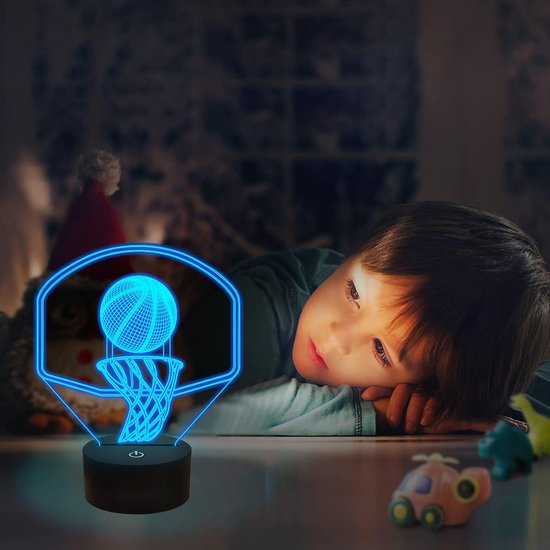 Daity 3D Basketbal Nachtlampje Backboard Illusie Hoop Licht voor Kinderkamer Thuis Kerstmis Verjaardagscadeau voor Jongens Mannen Vrienden met 16 Kleurveranderende Afstandsbediening van Merkloos — afbeelding 5