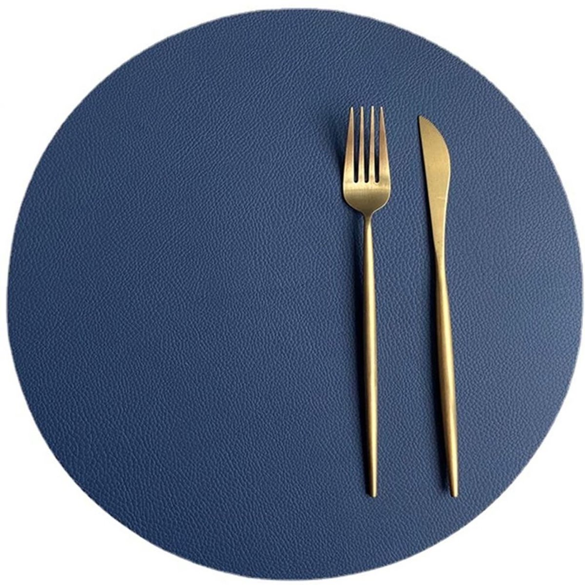 Mmgoqqt 6pcs Leather Table Mat Set - Double-Sided - Blue + Gray - Heat Resistant