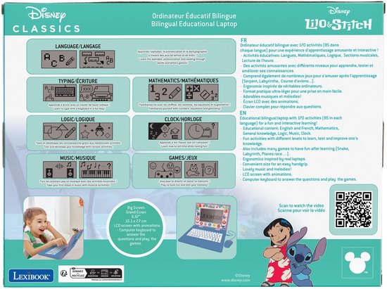 Ordinateur portable Lilo & Stitch avec 170 activités - EN/ FR