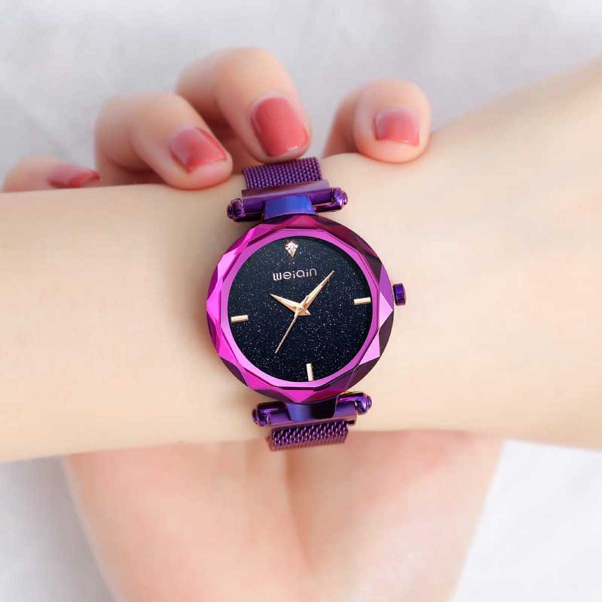 Dames Horloge Roze Goud met Magnetische Mesh Band en Waterdicht