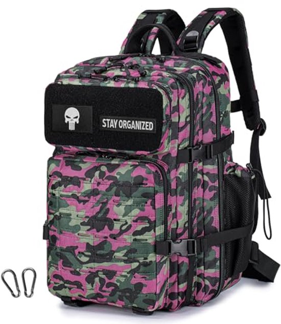 LHI Militaire tactische rugzak voor mannen en vrouwen 45L grote waterdichte rugzak voor school, wandelen, trekking, jacht - groen