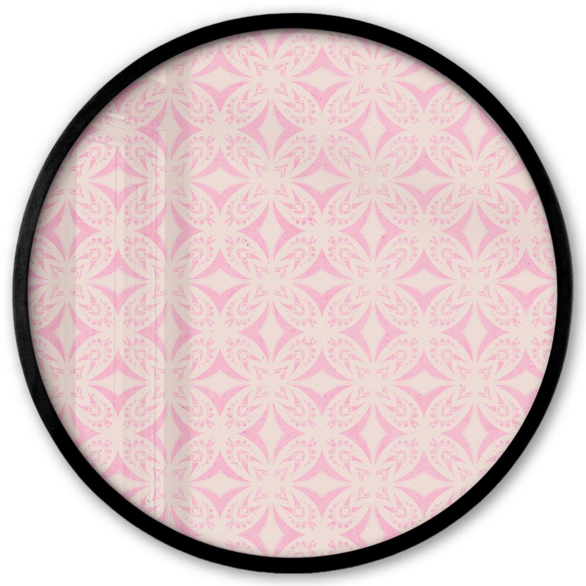 FrameYourWall Poster in lijst Rond - Fotolijst 40x40 cm - Posters - Patroon - Vormen - Beige - Roze - Ronde posterlijst zwart - Decoratie - Wanddecoratie woonkamer - Muurdecoratie slaapkamer Multicolor