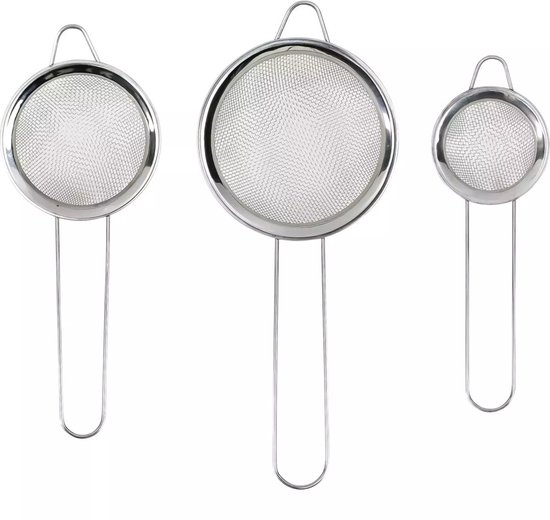 Ensemble de tamis en acier inoxydable Benson - 3 pièces - Compact - Durable - Ø10, Ø8, Ø6 cm