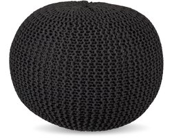 Poef - ⌀ 46 cm - gebreid - donkergijs