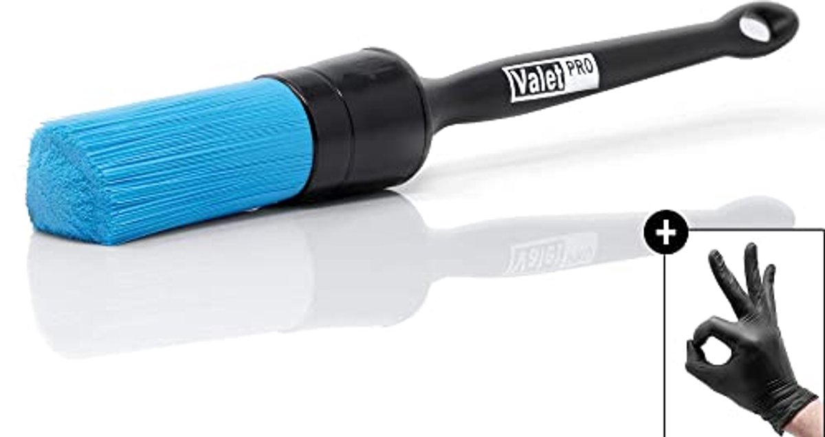 ValetPRO Chemische Resistente Velgenborstel met Kunststof Handvat en Nitril Beschermende Handschoen voor Velgenreiniging